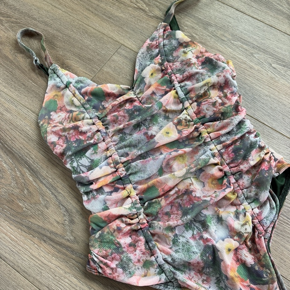 Floral mesh bodysuit